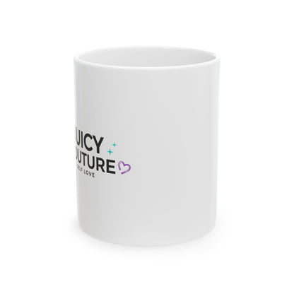 JUICY Rhinestone Pink & Silver | 11oz Ceramic Coffee Mug, Y2K Glam | Valentine & Galentine Gift | Juicy Couture Vibes