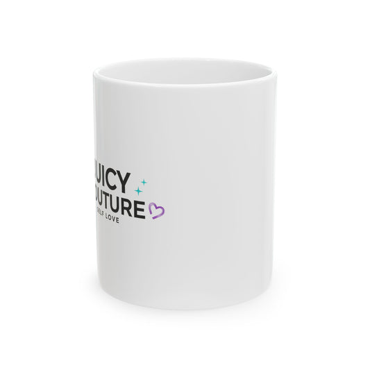 JUICY Rhinestone Pink & Silver | 11oz Ceramic Coffee Mug, Y2K Glam | Valentine & Galentine Gift | Juicy Couture Vibes