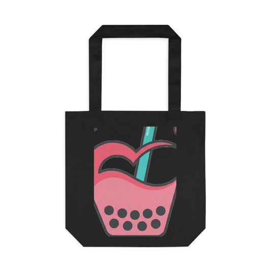 Boba Tea Heart Love | Cotton Tote Bag for Everyday Carry | Valentine & Galentine Gift for Friends | Y2K Aesthetic