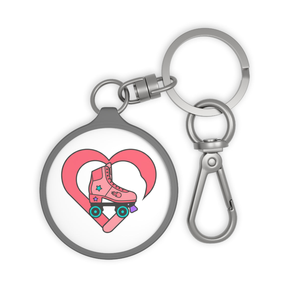 Roller Skate Heart Keychain | Retro Keyring Tag Accessory | Valentine & Galentine Gift for Friends | Y2K Aesthetic