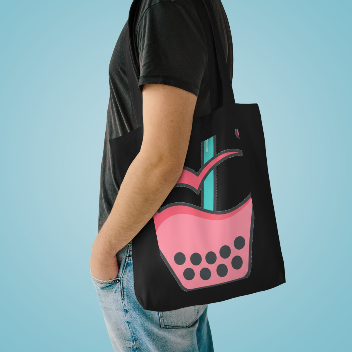 Boba Tea Heart Love | Cotton Tote Bag for Everyday Carry | Valentine & Galentine Gift for Friends | Y2K Aesthetic