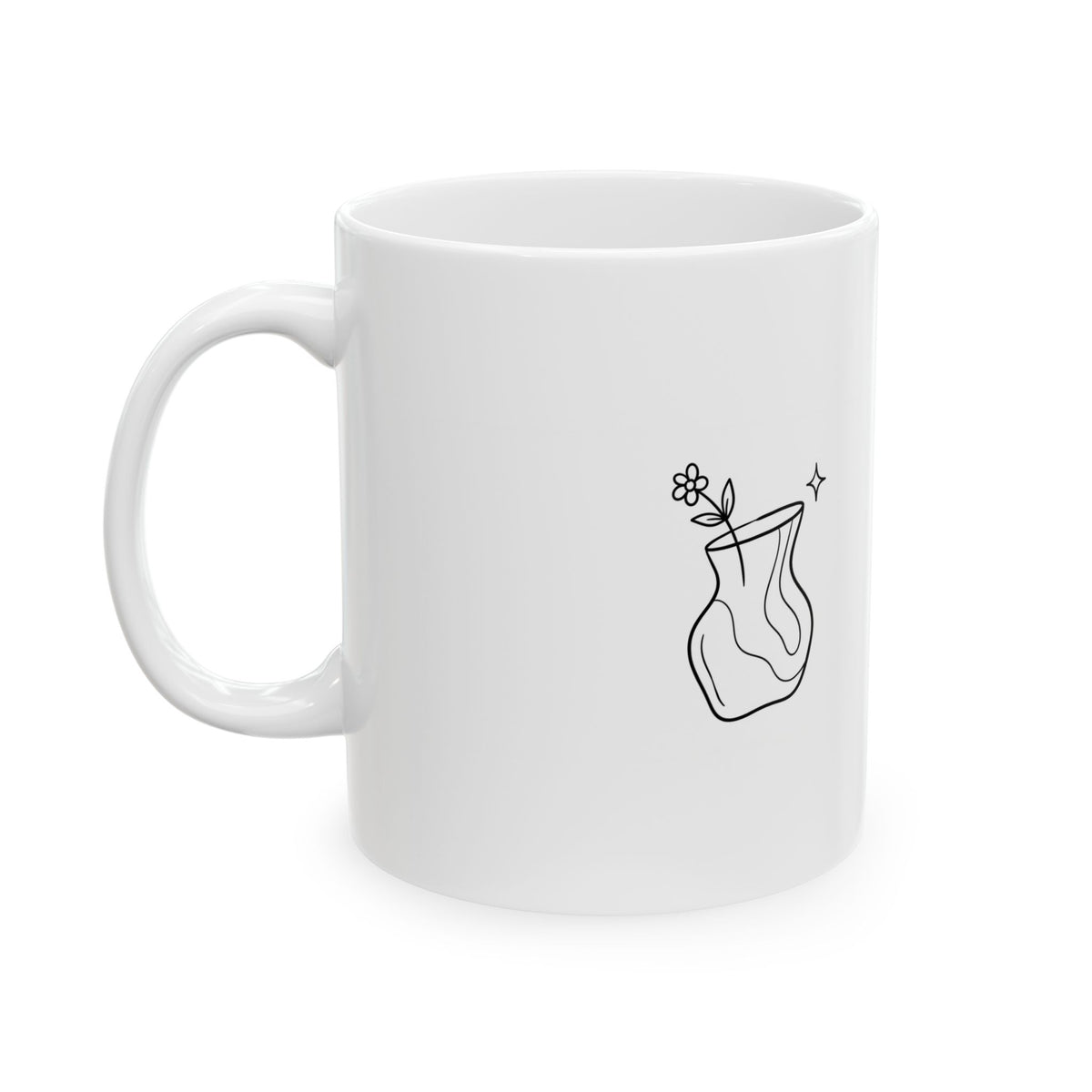 Terracotta Abstract Vase Doodle | 11oz Ceramic Coffee Mug, Sublimation Print | Housewarming & Friends Gift | Chicken Scratch Irony