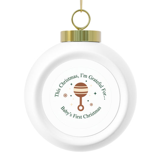 Ceramic Christmas Ball Ornament - Baby's First Christmas