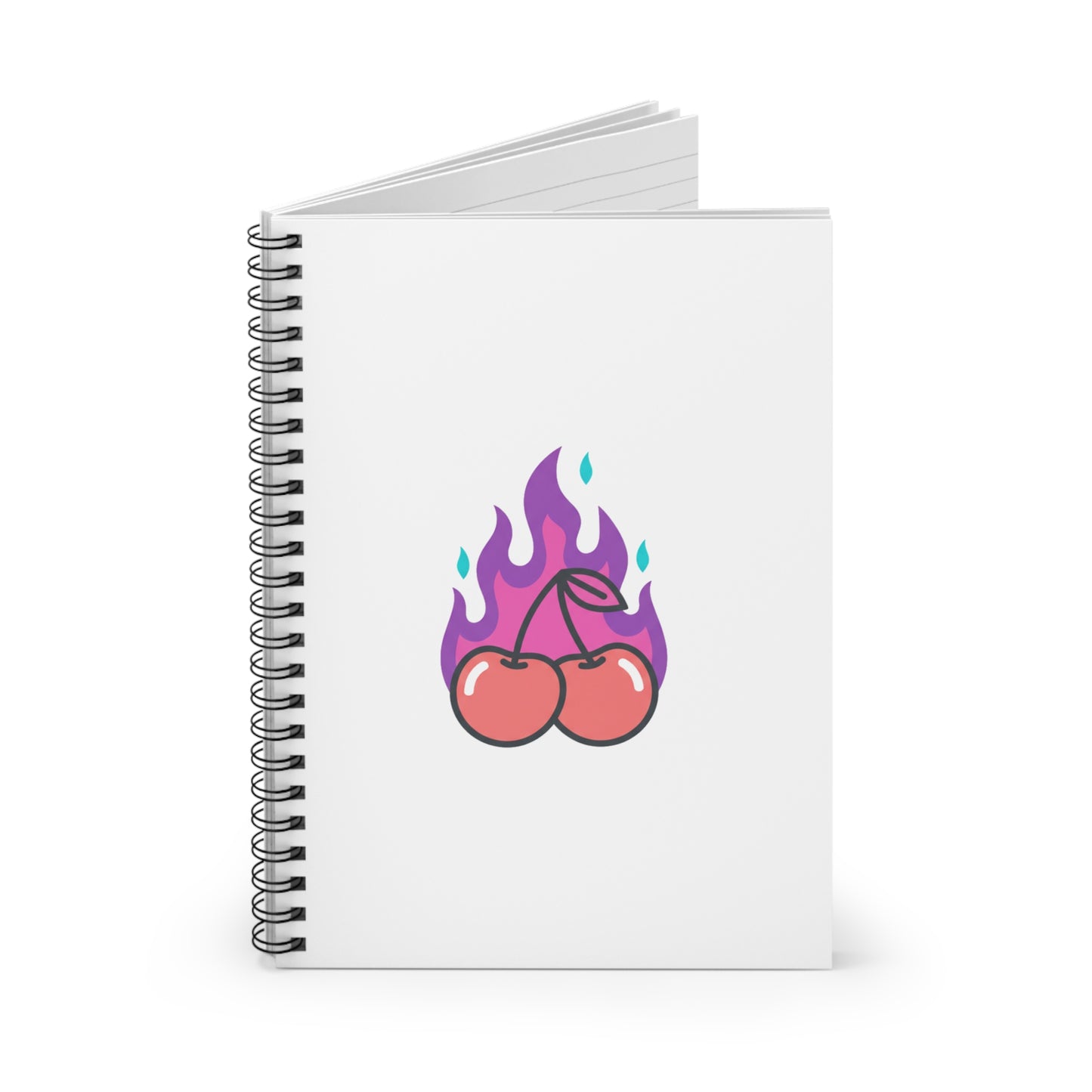 Cherry Pair Flames | Spiral Journal Notebook for Notes & Doodles | Back to School, Valentine & Galentine Gift | Y2K Aesthetic