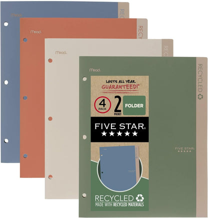 Spiral Notebooks + Study App, Recycled Cover, 4 Pack, 1 Subject, College Ruled Paper, 8-1/2” X 11", 100 Sheets per Notebook, Zion Clay, Olympic Green, Glacier Blue, Smoky Gray(820046)
