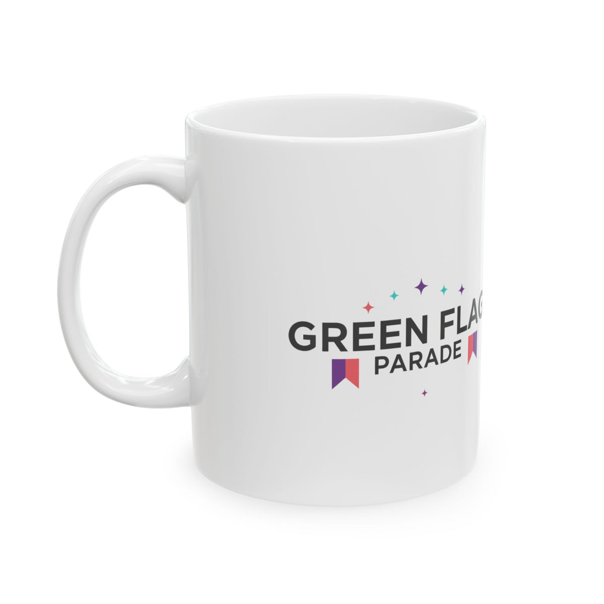 Walking Green Flag Parade | 11oz Ceramic Coffee Mug for Healthy Love | Galentine’s & Best Friend Gift | Y2K Valentine Aesthetic