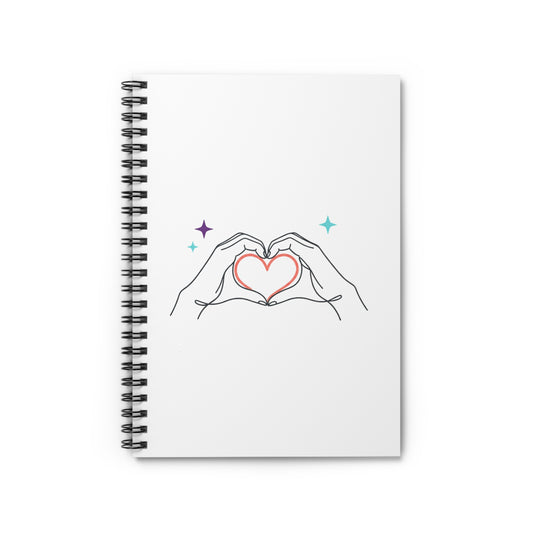 Line Art Heart Hands | Spiral Journal Notebook for Notes & Journaling | Back to School, Valentines & Galentine | Minimalist Y2K