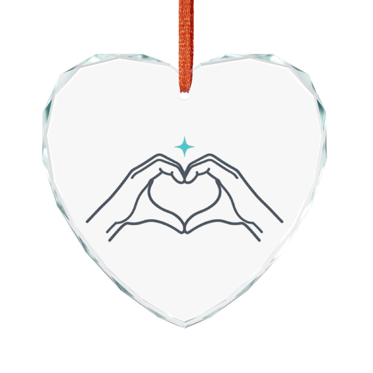 Line Art Heart Hands | Crystal Glass Heart Ornament Decor | Valentine, Galentine’s, Couples & Friends Gift | Minimal Y2K Chic