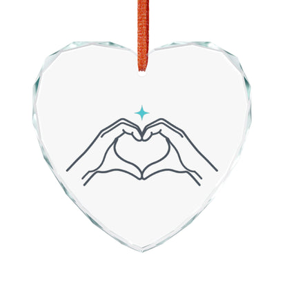 Line Art Heart Hands | Crystal Glass Heart Ornament Decor | Valentine, Galentine’s, Couples & Friends Gift | Minimal Y2K Chic