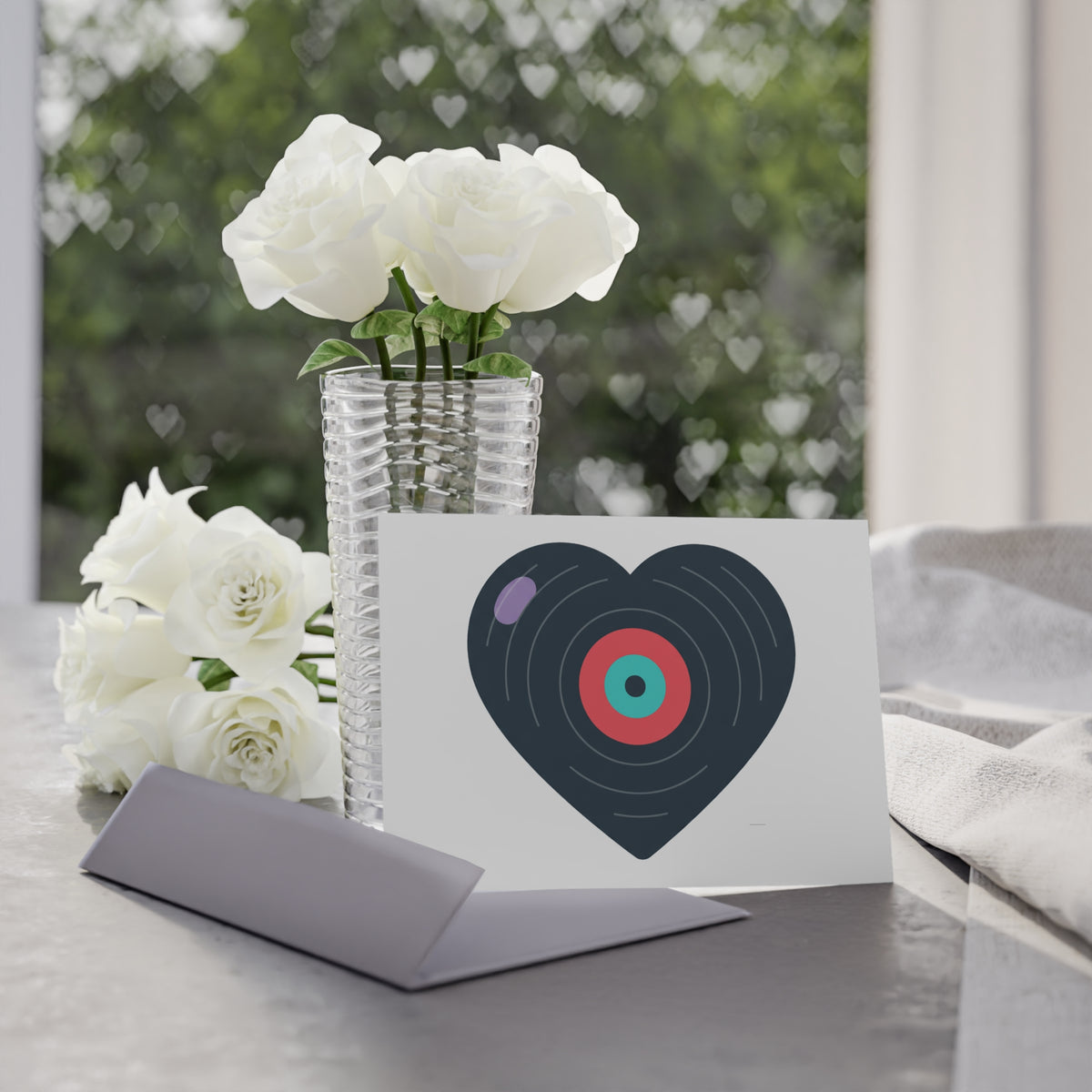 Vinyl Record Heart Card | Valentine Holiday Greeting Card for Music Lovers | Galentine’s, Lover, Friend Gift | Y2K Aesthetic