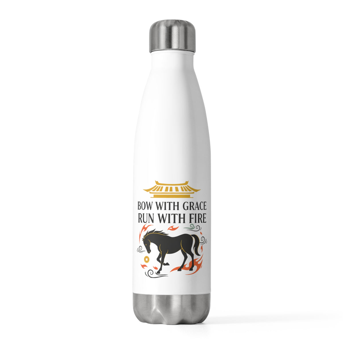 Fire Horse Bowing Palace | 20oz Insulated Stainless Tumbler Bottle | Lunar New Year Family & Teacher Gift | Paper Cut Art