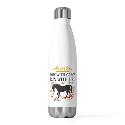 Fire Horse Bowing Palace | 20oz Insulated Stainless Tumbler Bottle | Lunar New Year Family & Teacher Gift | Paper Cut Art