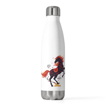 Fire Horse Rearing in Cherry Blossoms | 20oz Insulated Stainless Tumbler Bottle | Lunar New Year 2026 Gift | Paper Cut Style
