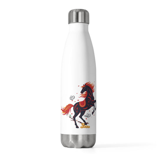 Fire Horse Rearing in Cherry Blossoms | 20oz Insulated Stainless Tumbler Bottle | Lunar New Year 2026 Gift | Paper Cut Style