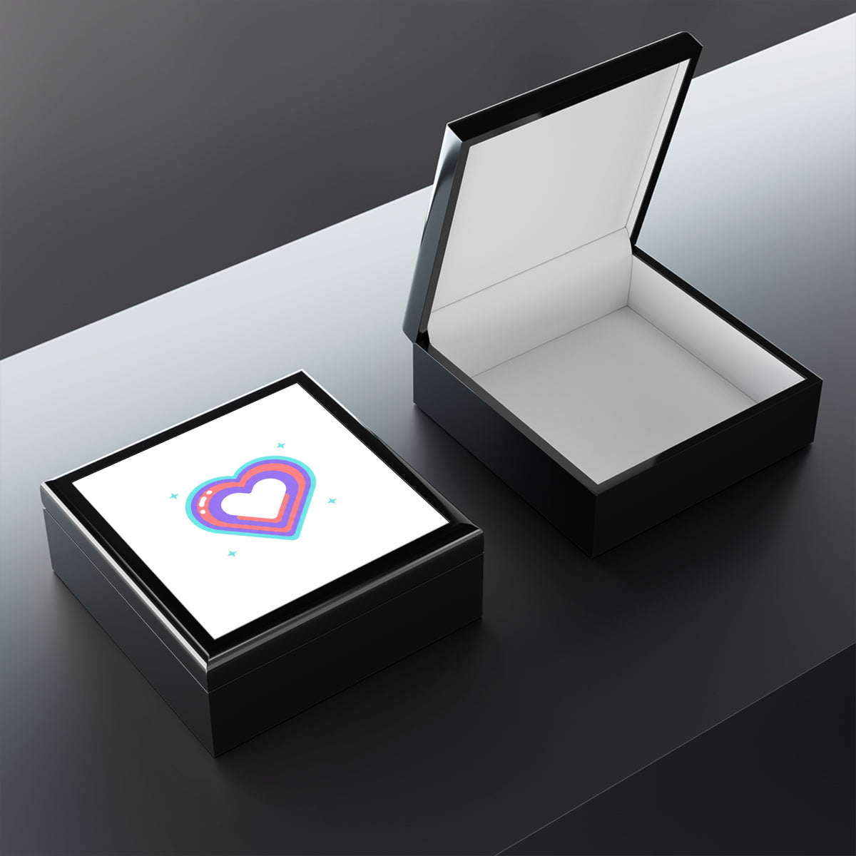 Neon Heart Glow | Jewelry Box for Rings & Trinkets | Valentine, Galentine & BFF Gift | Y2K Night Aesthetic