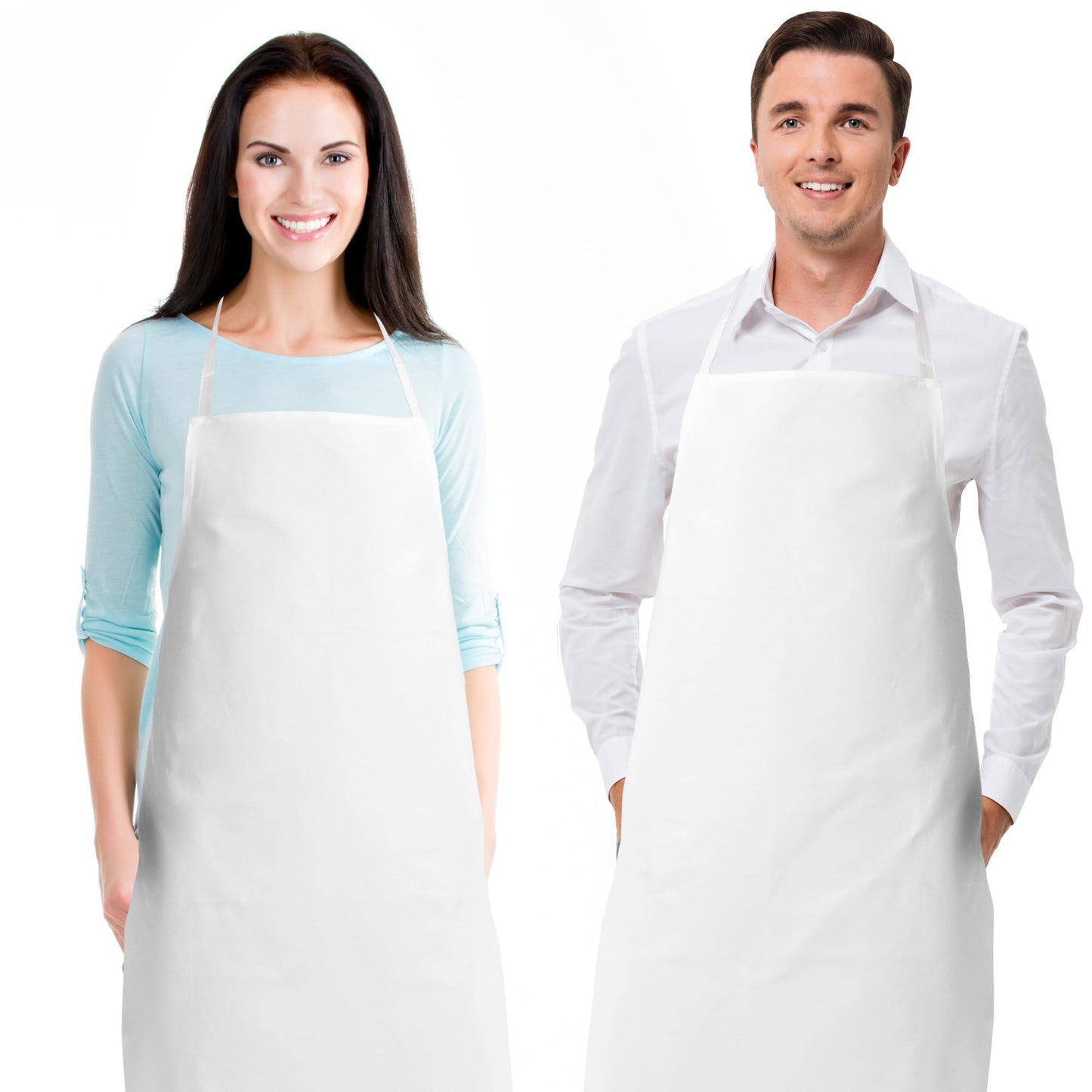 White Classic White Aprons for Adults   Commercial Chef Apron Kitchen Aprons