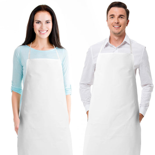 White Classic White Aprons for Adults   Commercial Chef Apron Kitchen Aprons