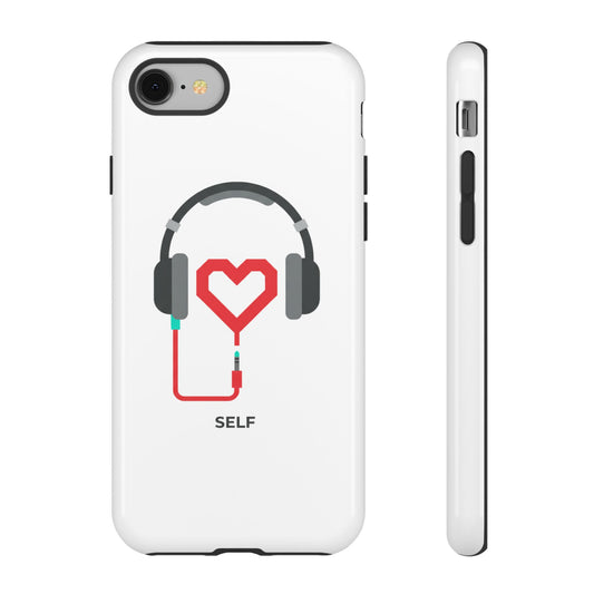 Heart Cord Headphones | iPhone 17 Slim Glossy Case, Cute Tech Aesthetic | Valentine, Galentine, BFF Gift | Y2K Pink