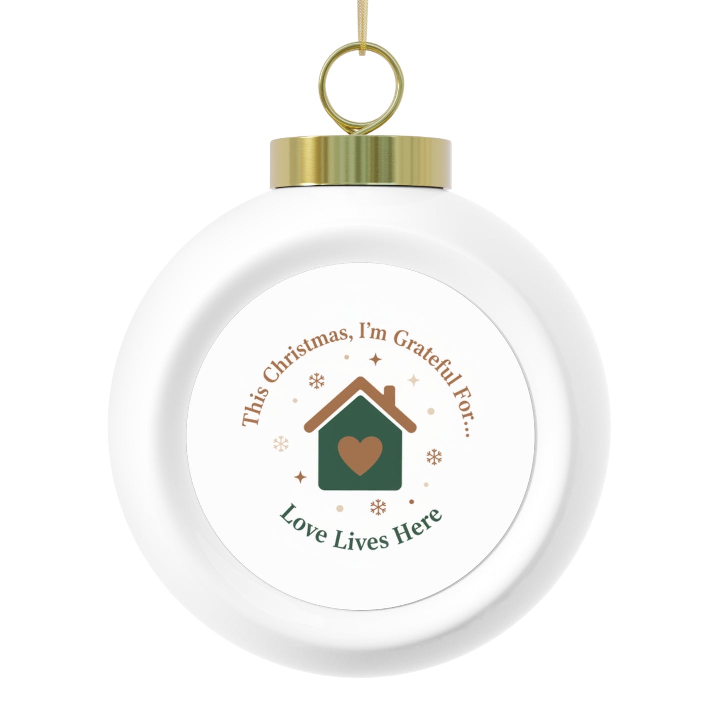 Christmas Ball Ornament - Love Lives Here Vintage Glossy Ceramic
