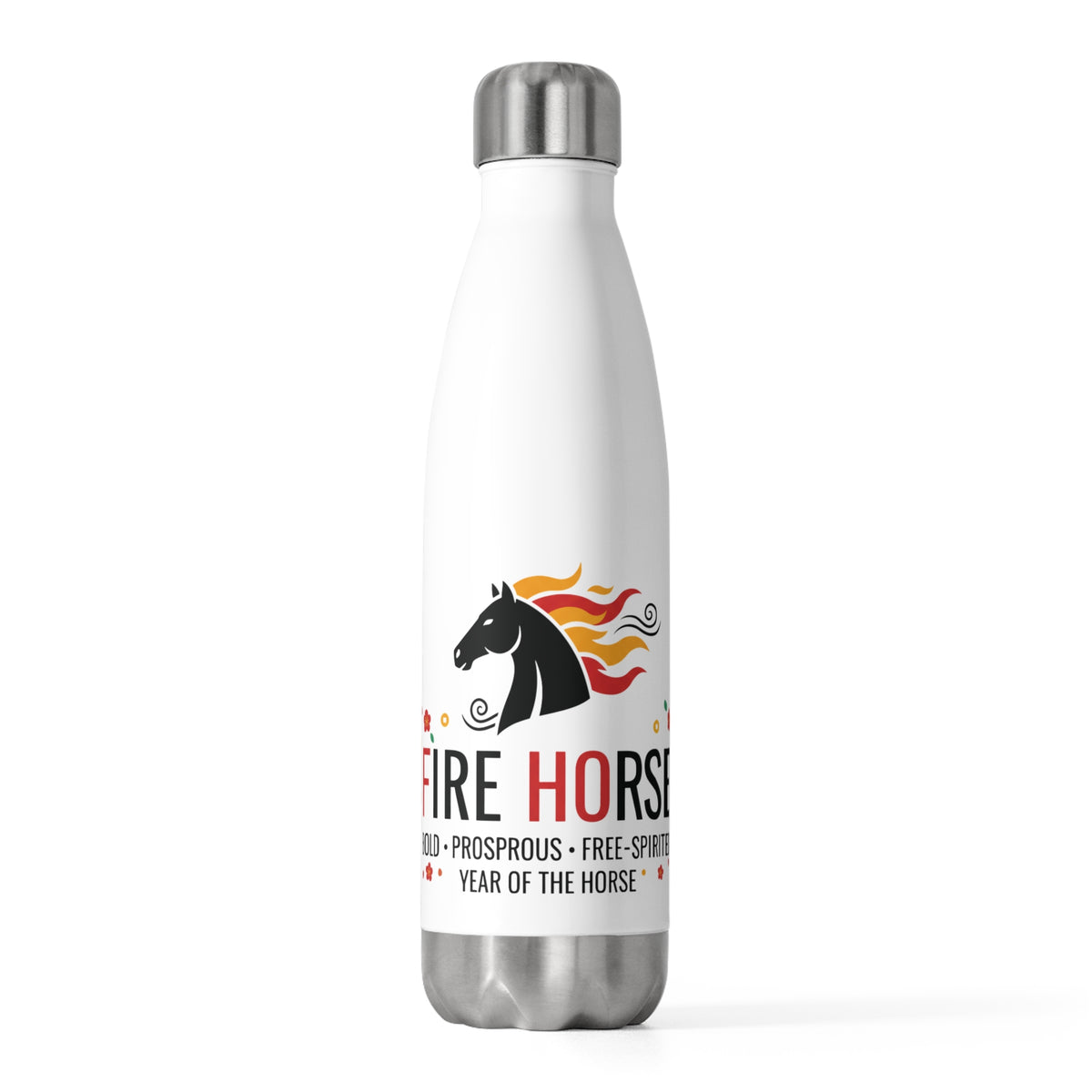 Fire Horse Lunar New Year 2026 | 20oz Insulated Stainless Steel Tumbler Bottle | CNY Family & Teacher Gift | Red Gold