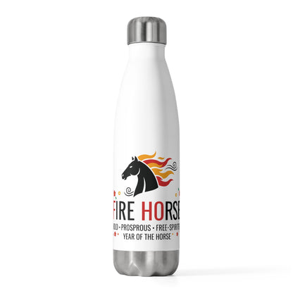 Fire Horse Lunar New Year 2026 | 20oz Insulated Stainless Steel Tumbler Bottle | CNY Family & Teacher Gift | Red Gold