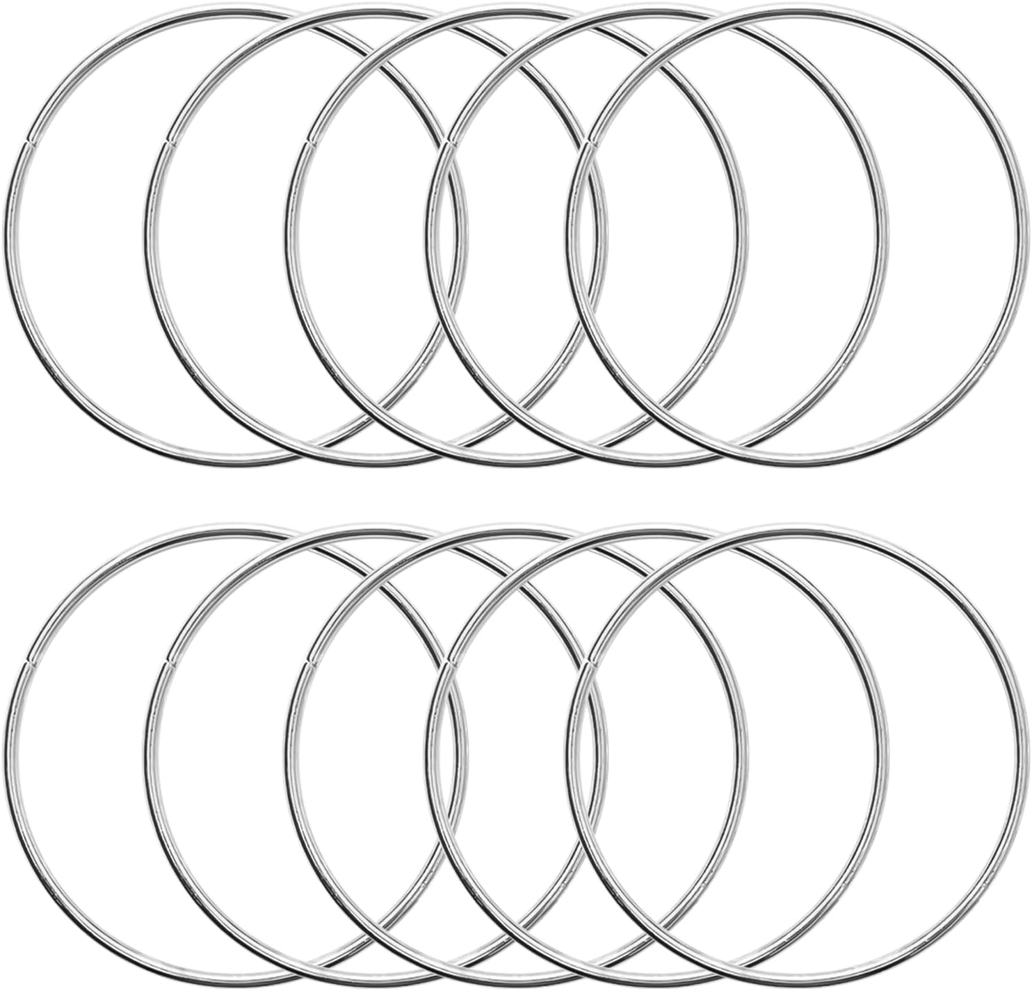 10 Pcs 6 Inch Metal Rings for Craft Silver Hoops Floral Macrame Hoops Rings for DIY Crafts Macrame Dream Catchers Supplies(Silver,6 Inch)