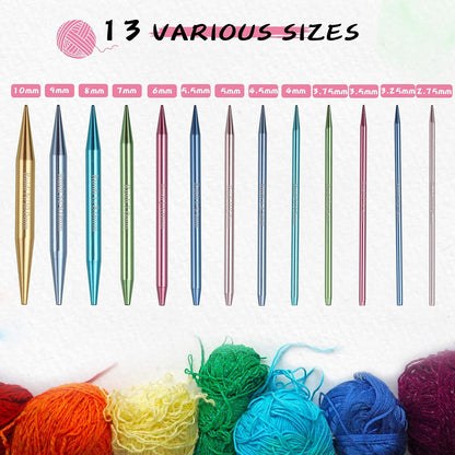 13 Pairs of Interchangeable Circular Knitting Needles Set