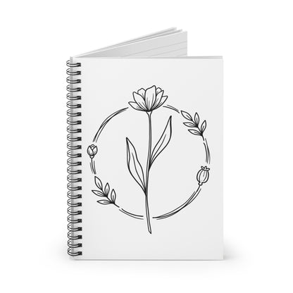 Botanical Line Art Doodle | Spiral Journal Notebook for Notes & Lists | Back to School Gift for Students & Readers | Irony Aesthetic