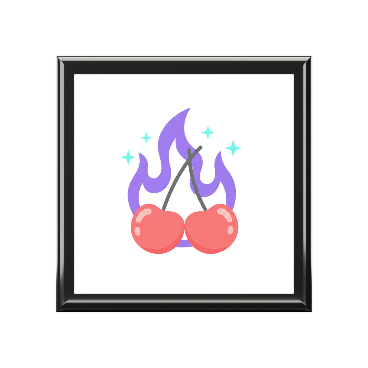 Cherry Pair Flames | Jewelry Box for Rings & Earrings | Valentine, Galentine’s & BFF Gift | Y2K Edgy-Cute Aesthetic
