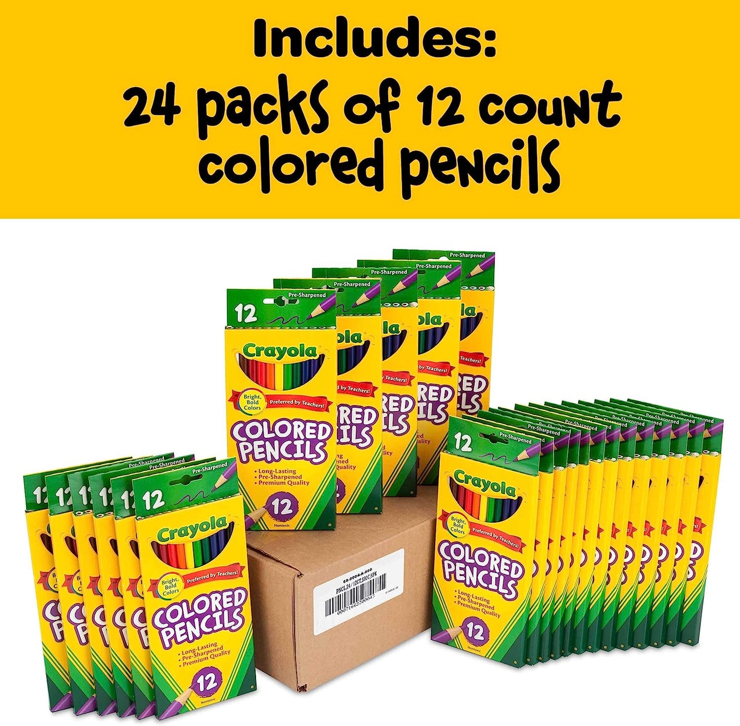 Bulk Colored Pencils for Kids (24Pk), Bulk School Supplies for Teachers, Back to School Classroom Supplies, 12 Colors [Amazon Exclusive]