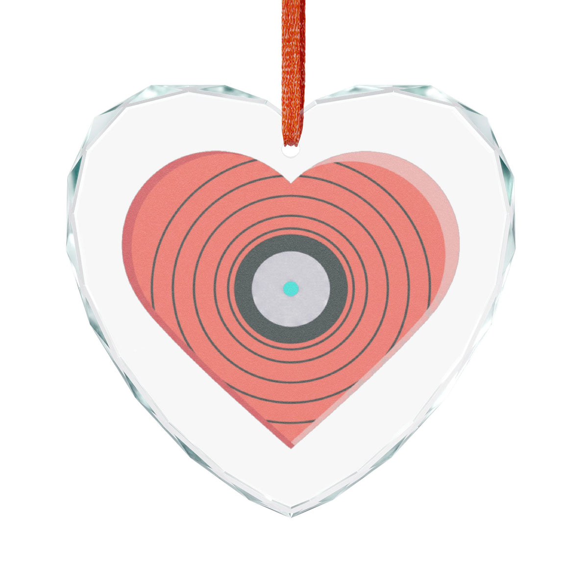 Vinyl Record Heart Design | Crystal Glass Heart Ornament for Music Lovers | Valentine & Galentine Gift | Y2K Aesthetic Decor