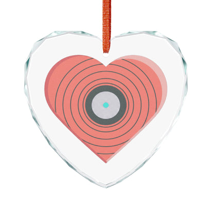 Vinyl Record Heart Design | Crystal Glass Heart Ornament for Music Lovers | Valentine & Galentine Gift | Y2K Aesthetic Decor