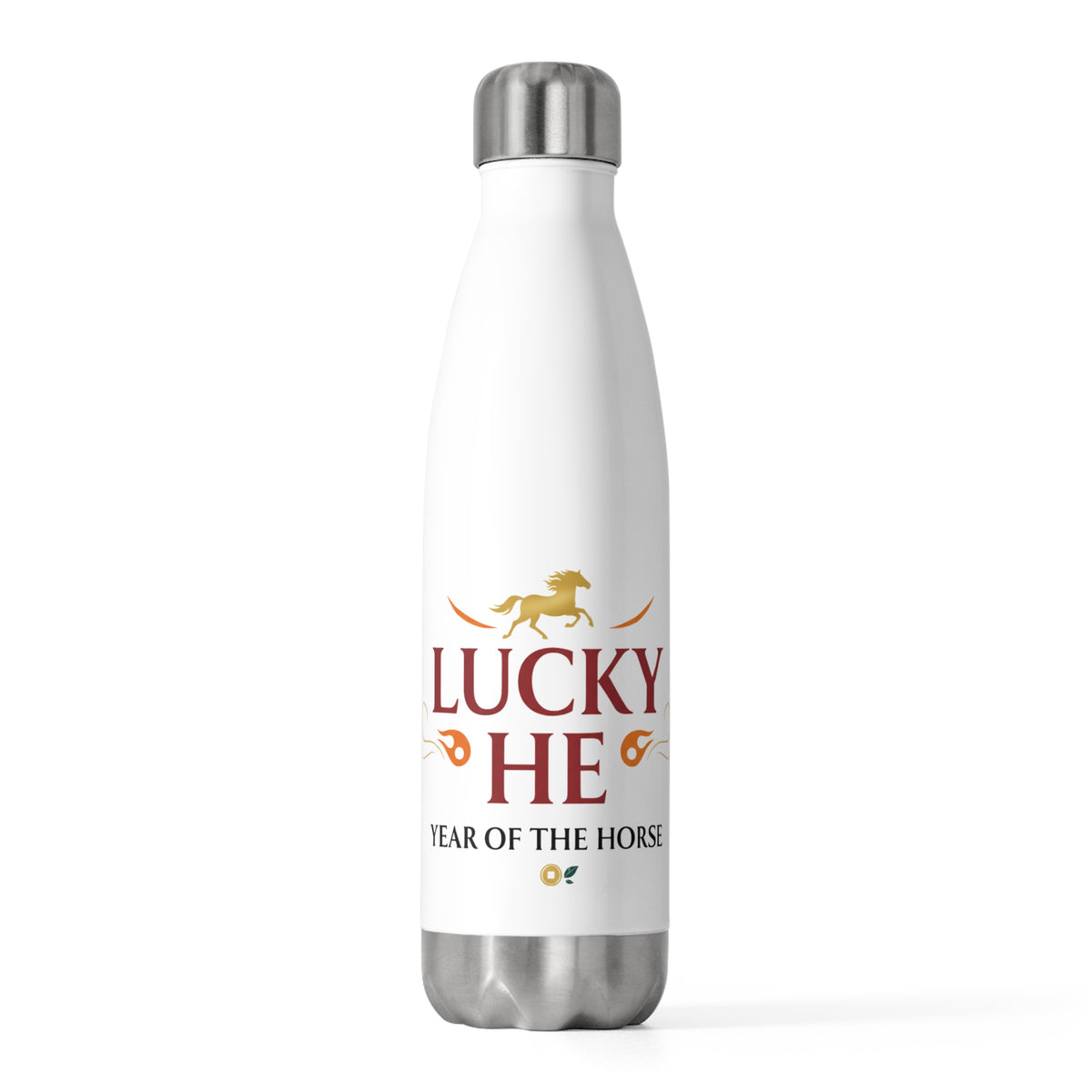 Lucky He Fire Horse 2026 | 20oz Insulated Tumbler Bottle, Stainless Steel | Lunar New Year Gift for Family & Teachers | Red Gold