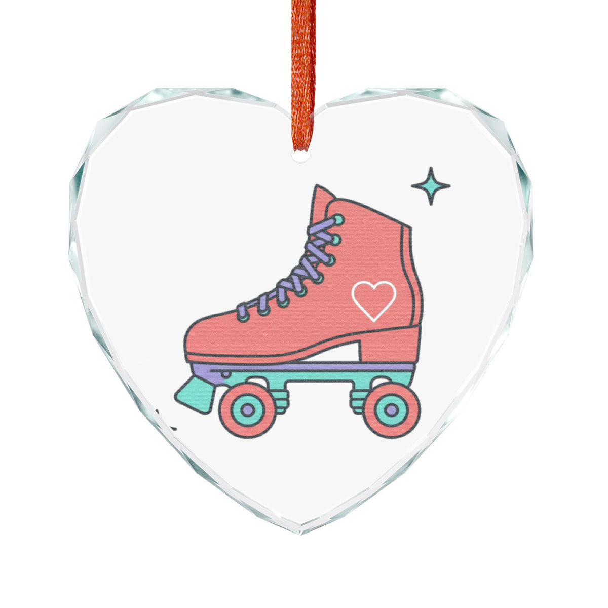 Roller Skate Heart Crystal | Glass Heart Ornament Decor | Valentine & Galentine Gift for Her | Y2K Pink Aesthetic