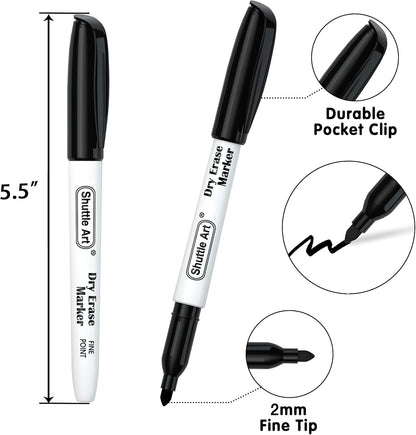 Dry Erase Markers, 16 Pack Black Whiteboard Markers,Fine Tip Dry Erase Markers for Kids,Perfect for Writing on Whiteboards, Dry-Erase Boards,Mirrors,Calender,School Office Supplies