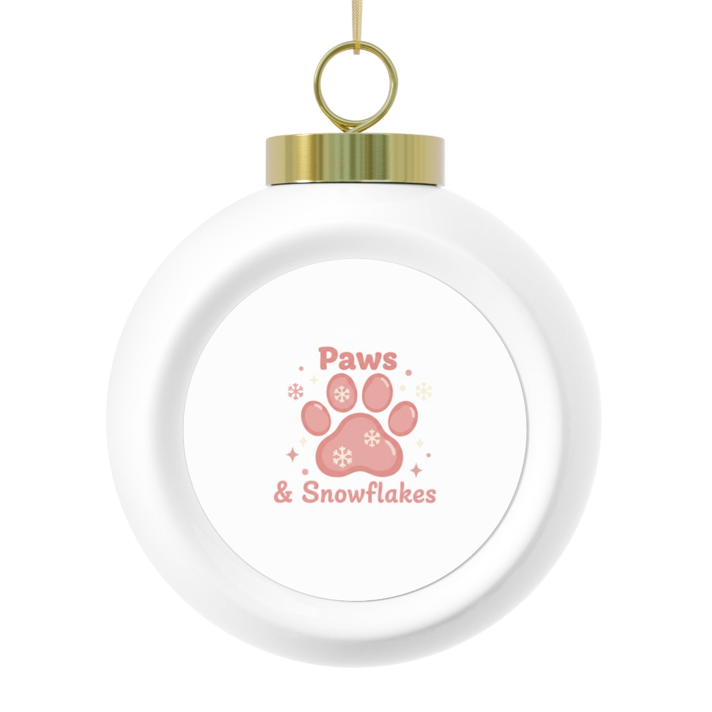 Christmas Ball Ornament - Paws & Snowflakes Pet Holiday Pattern