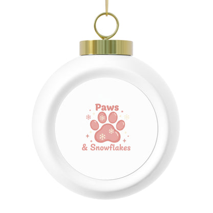 Christmas Ball Ornament - Paws & Snowflakes Pet Holiday Pattern