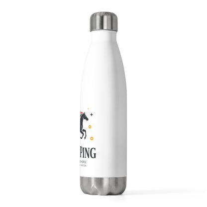 Lucky Ping Fire Horse 2026 | 20oz Insulated Stainless Steel Tumbler Bottle | Lunar New Year Gift for Family & Friends | Red Gold Paper-Cut Style