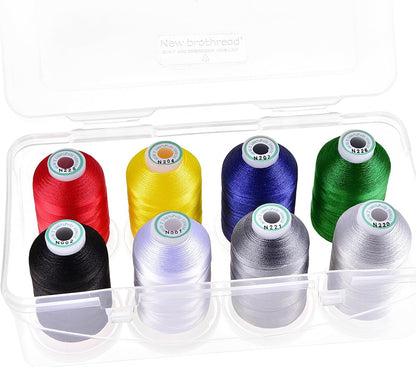 - 20 Options - 8 Snap Spools of 1000M Each Polyester Embroidery Machine Thread with Clear Plastic Storage Box for Embroidery & Quilting - Variegated Color1