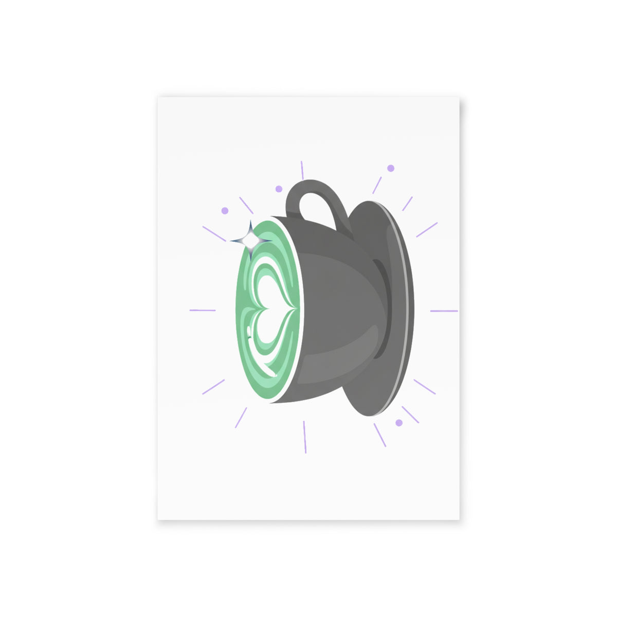 Matcha Latte Heart | Valentine Greeting Card + Postcard | Galentine’s & Couple Gift | Modern Cafe Aesthetic Y2K
