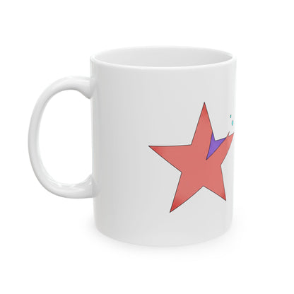 Low Rise Jeans Star Belt Buckle | 11oz Ceramic Coffee Mug, Y2K Aesthetic | Galentine’s & Valentine Gift | Minimal Line Art