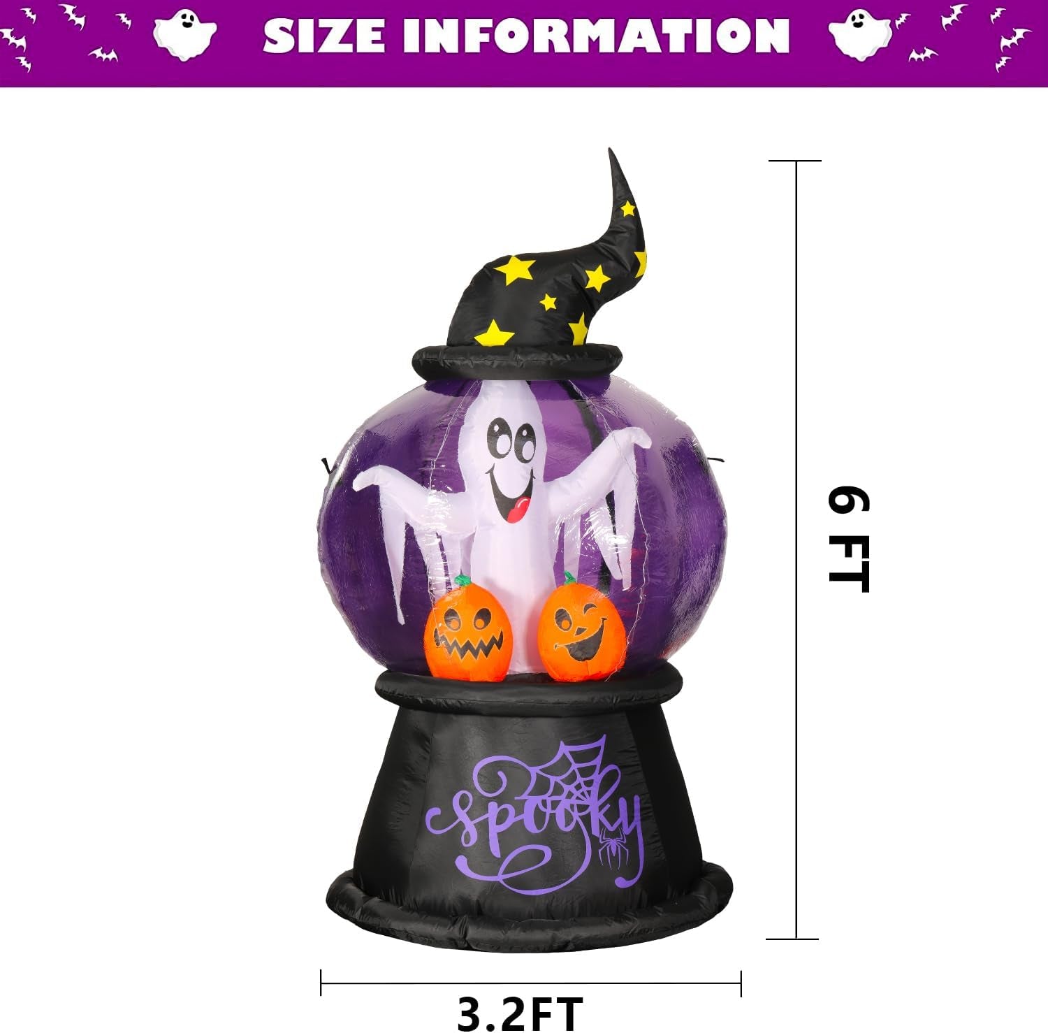 Halloween Inflatables Yard Decorations, 6Ft Tall Halloween Inflatable Snow Globe with Ghost Pumpkins, Lighted Blow up Halloween Decoration for Indoor, Outdoor, Garden, Holiday, Home