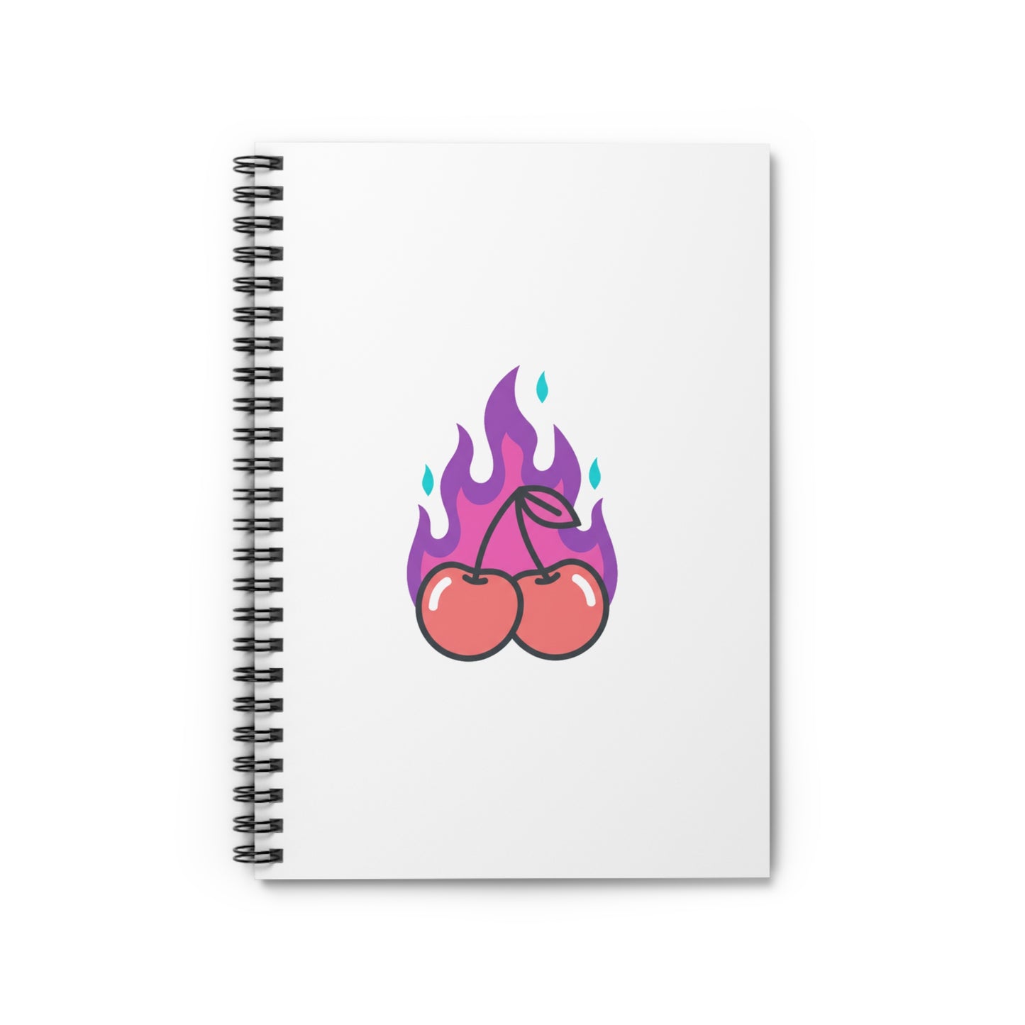 Cherry Pair Flames | Spiral Journal Notebook for Notes & Doodles | Back to School, Valentine & Galentine Gift | Y2K Aesthetic