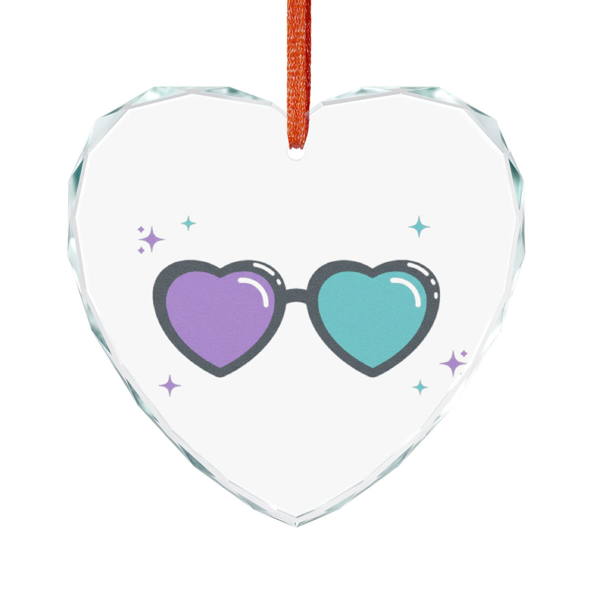 Y2K Heart Sunglasses | Crystal Glass Heart Ornament Decor | Valentine, Galentine’s & Bestie Gift | Pink Gradient Aesthetic