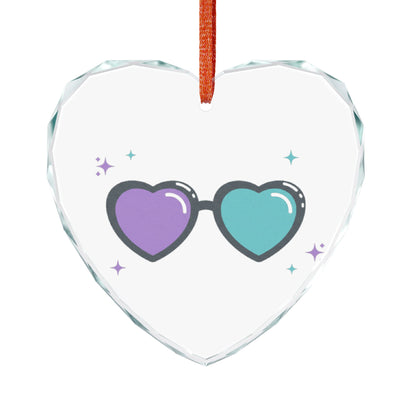 Y2K Heart Sunglasses | Crystal Glass Heart Ornament Decor | Valentine, Galentine’s & Bestie Gift | Pink Gradient Aesthetic
