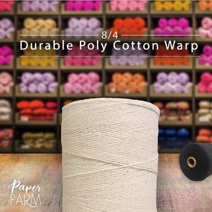 Durable Loom Warp Thread (Natural/Off White), One Spool, 8/4 Warp Yarn (800 Yards), Perfect for Weaving: Carpet, Tapestry, Rug, Blanket or Pattern - Warping Thread for Any Loom