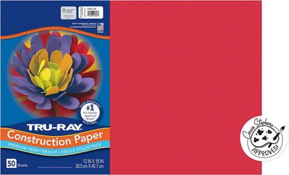 PACON  Sulphite Construction Paper, 12 X 18 Inches, Red, 50 Sheets (102994)