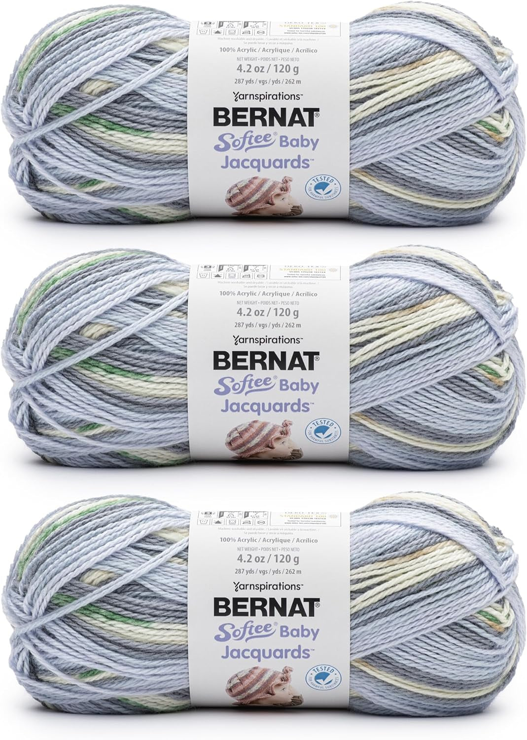 Softee Baby White Yarn - 3 Pack of 141G/5Oz - Acrylic - 3 DK (Light) - 362 Yards - Knitting/Crochet