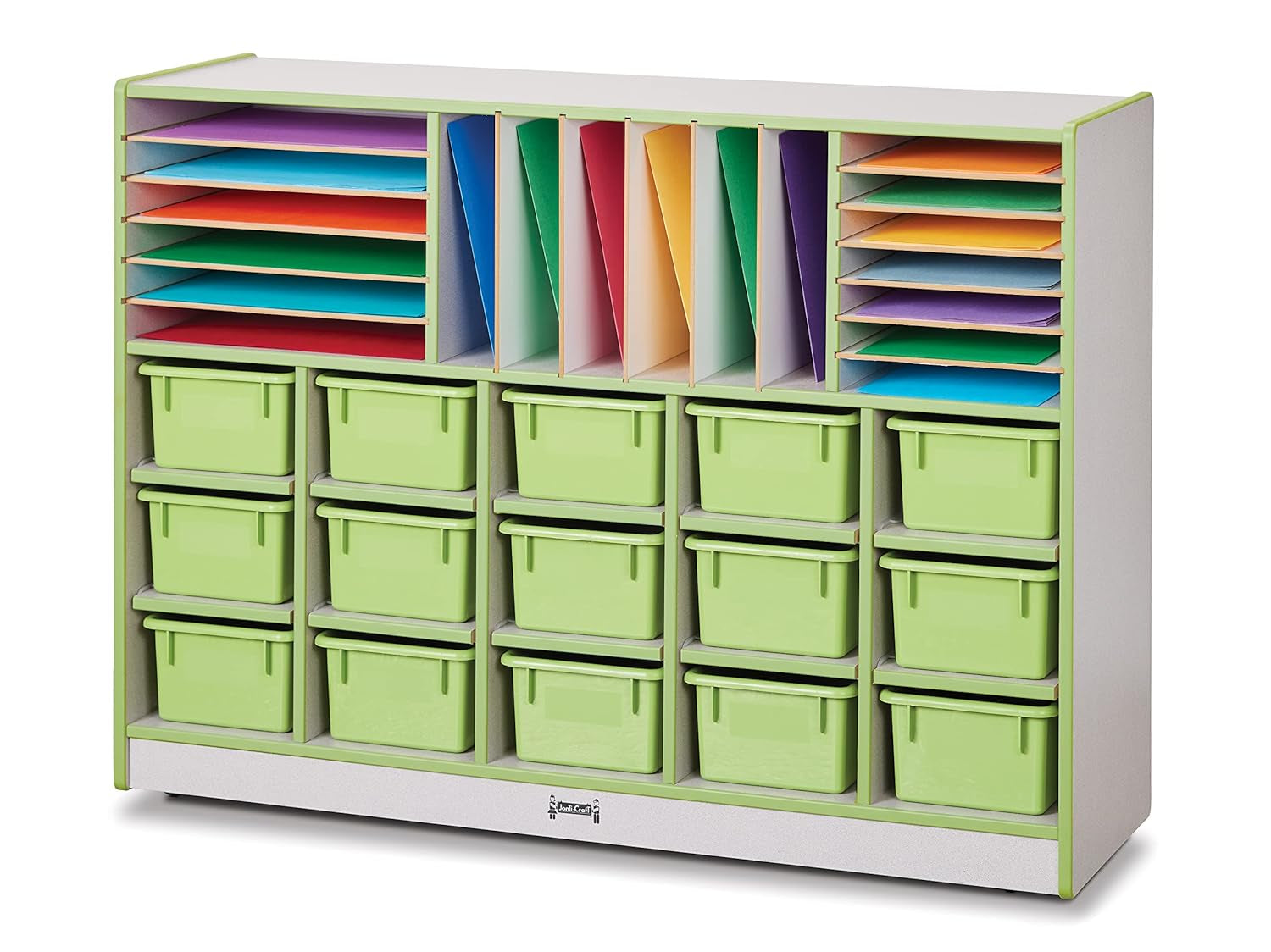 Rainbow Accents 0416JCWW130 Sectional Cubbie-Tray Mobile Unit - with Trays - Key Lime Green
