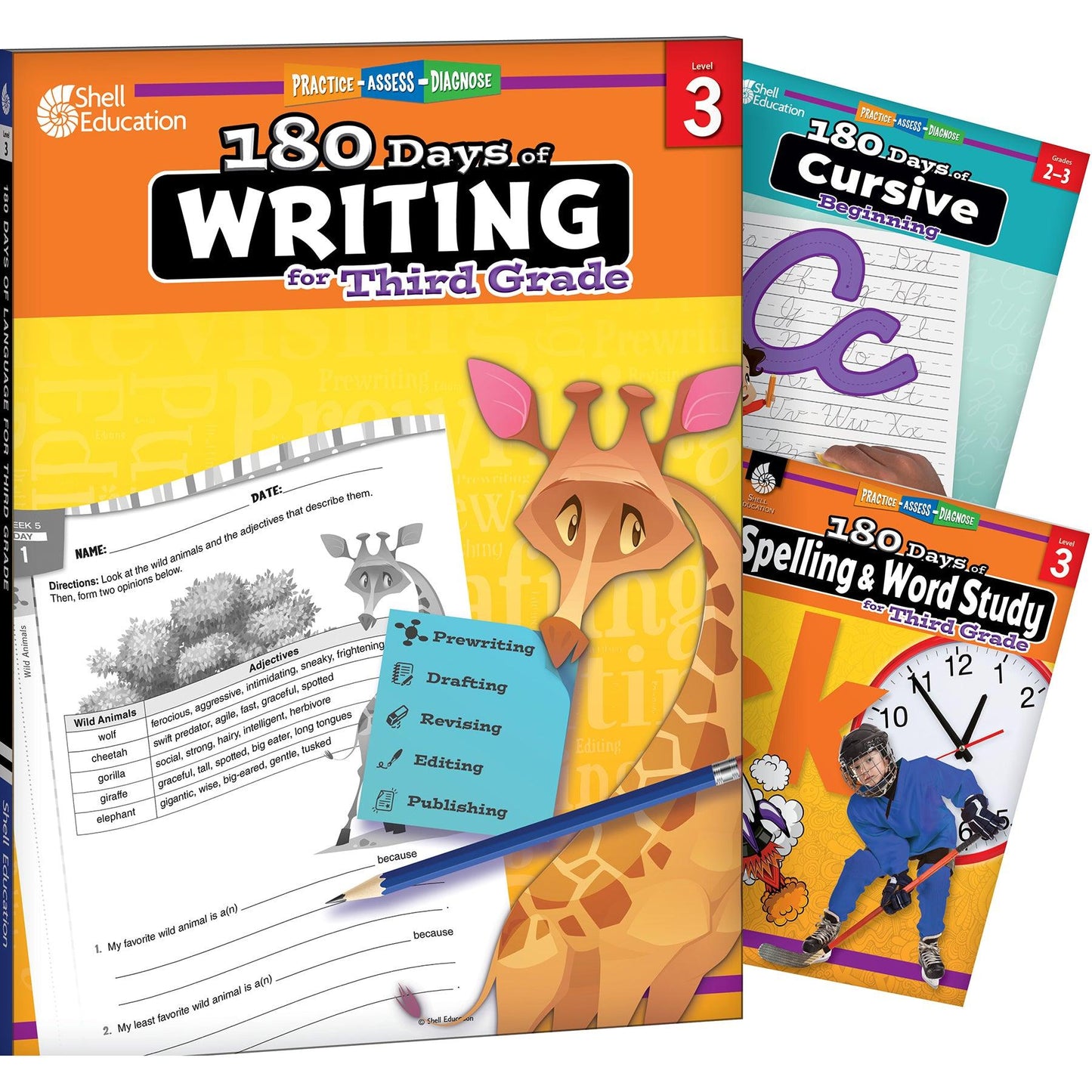 180 Days Writing, Spelling, & Cursive Grade 3: 3-Book Set - Loomini